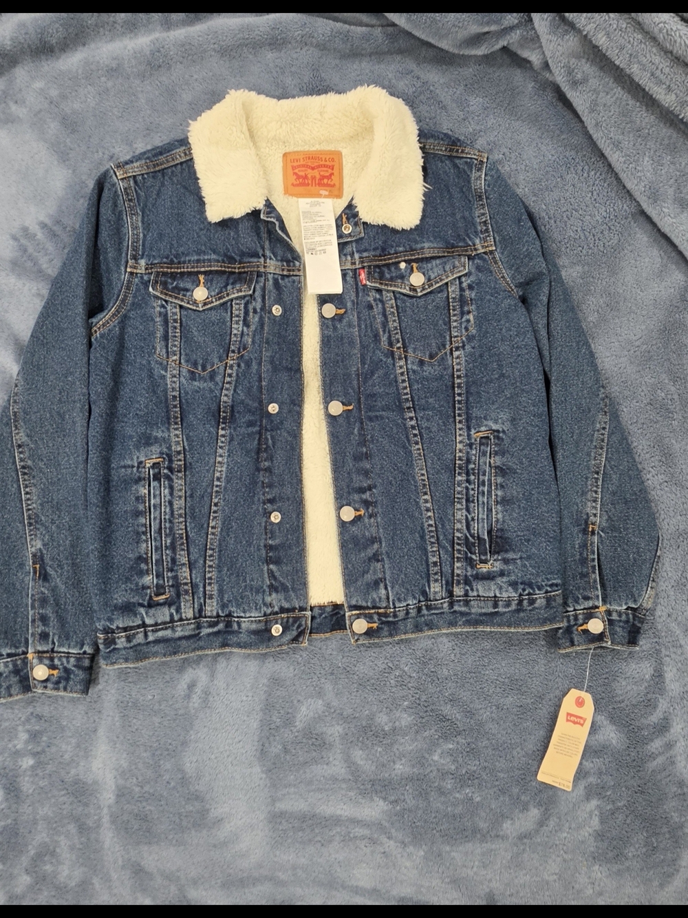 Levi's Kids Denim Jacket with Cream Sherpa Lining